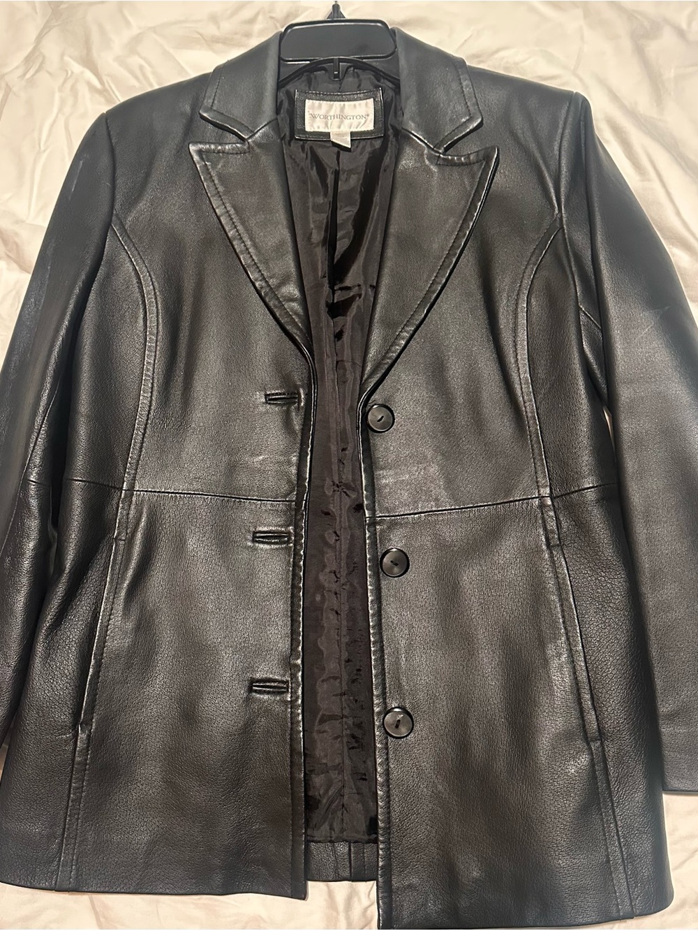 Worthington Black Leather Tailored Blazer